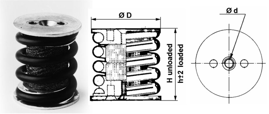 VT4412, VT4413, VT4422, VT4423全金屬彈簧減震器